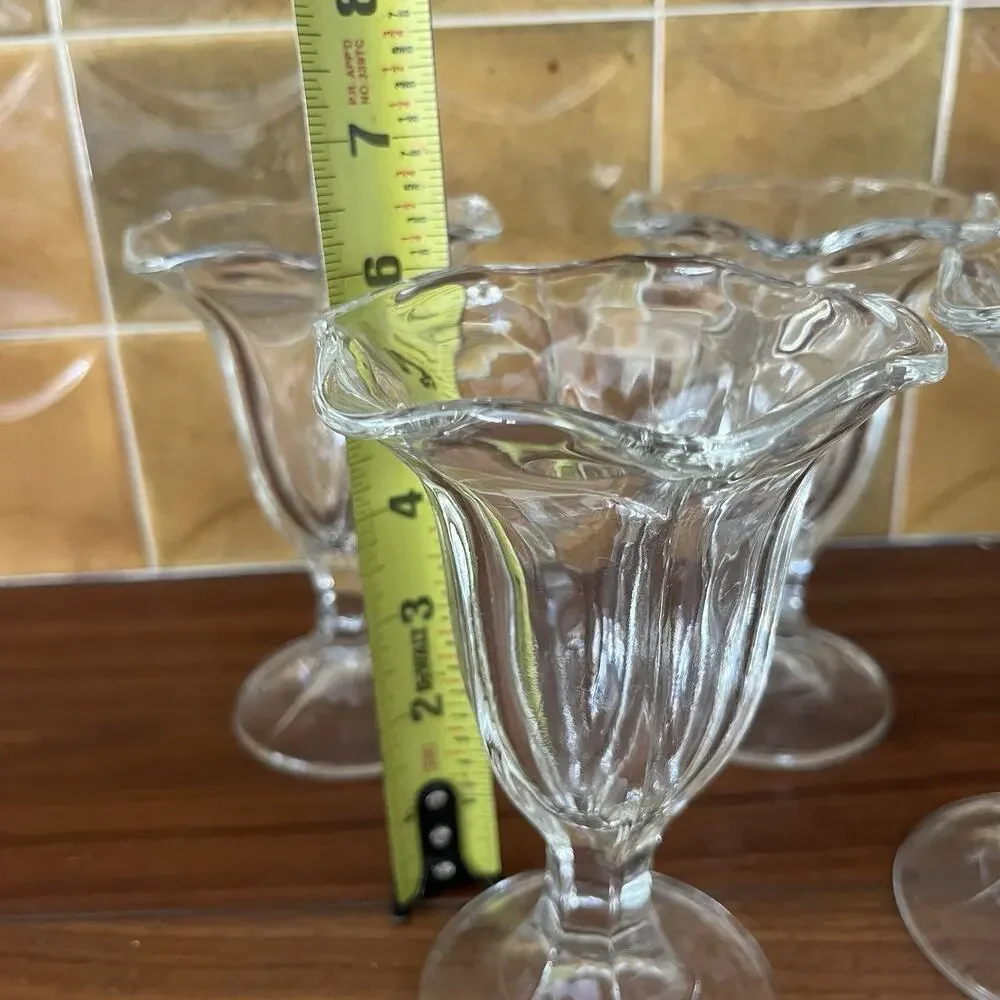 Vintage Tulip Ice Cream Sundae Sherbet Glasses 4-Piece Set